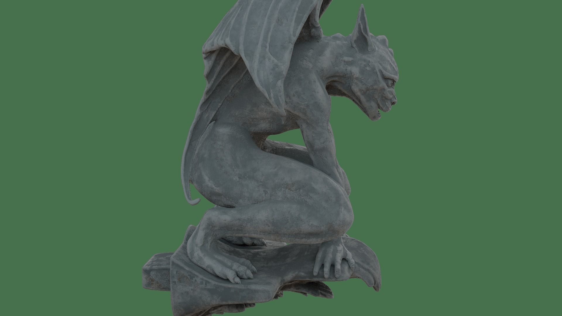 Gothic Gargoyle with Block Low-poly 3D model_15