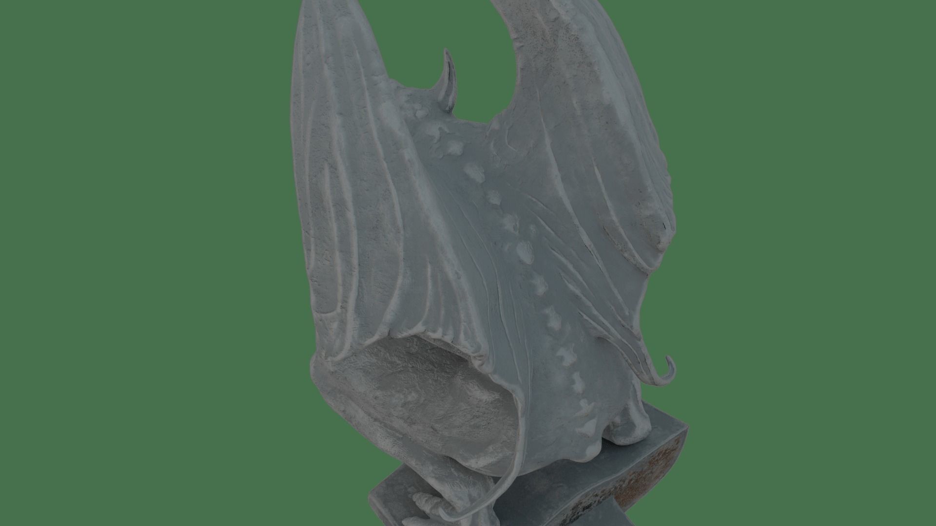 Gothic Gargoyle with Block Low-poly 3D model_12