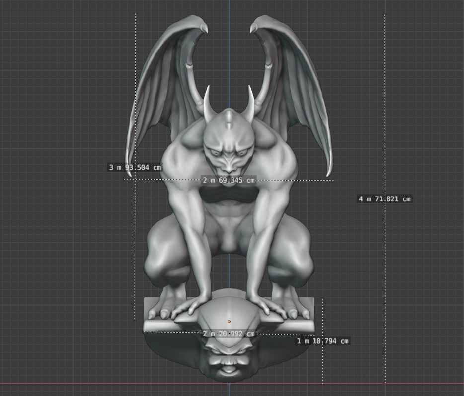 Gothic Gargoyle with Block Low-poly 3D model_22