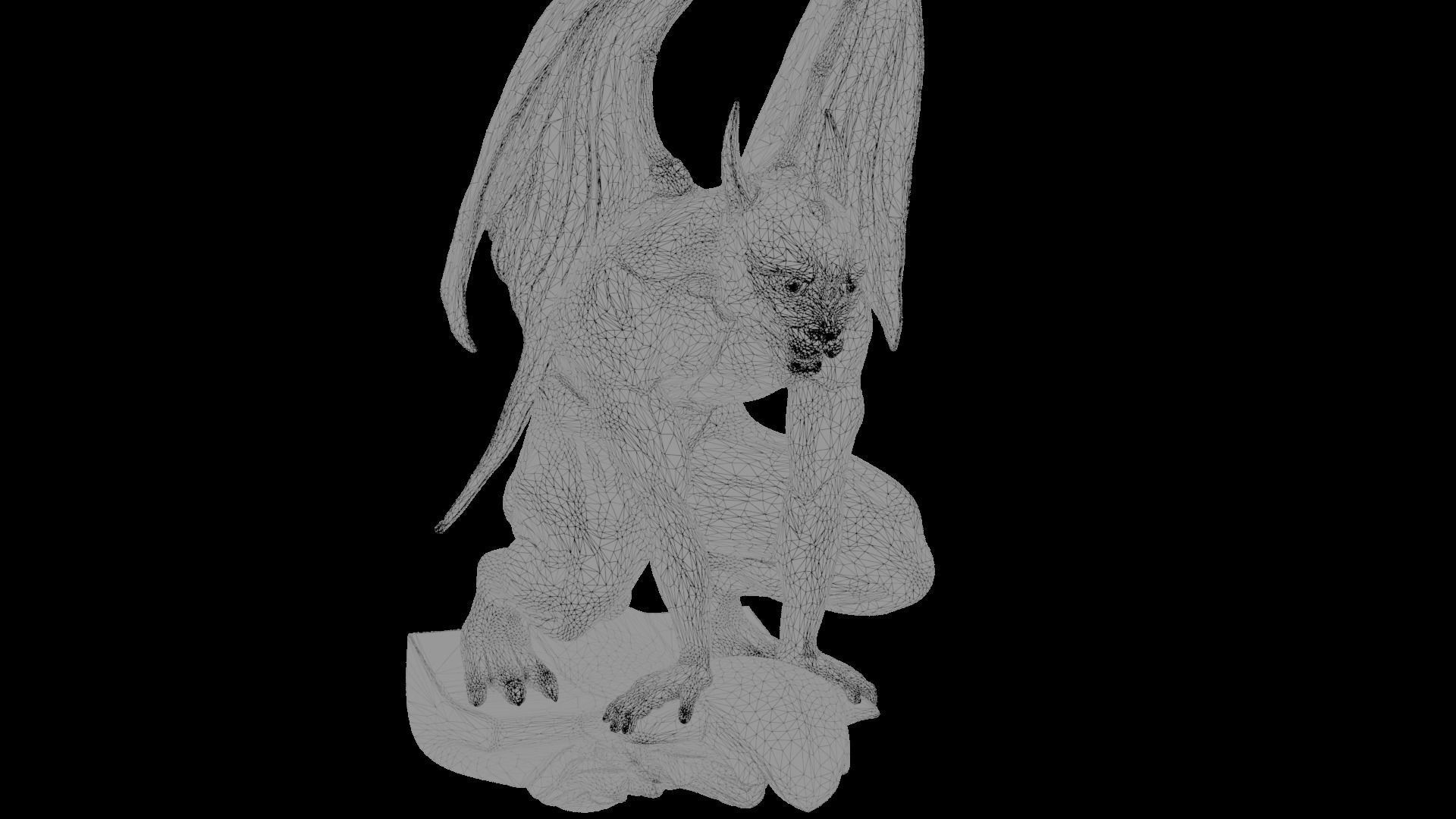 Gothic Gargoyle with Block Low-poly 3D model_16