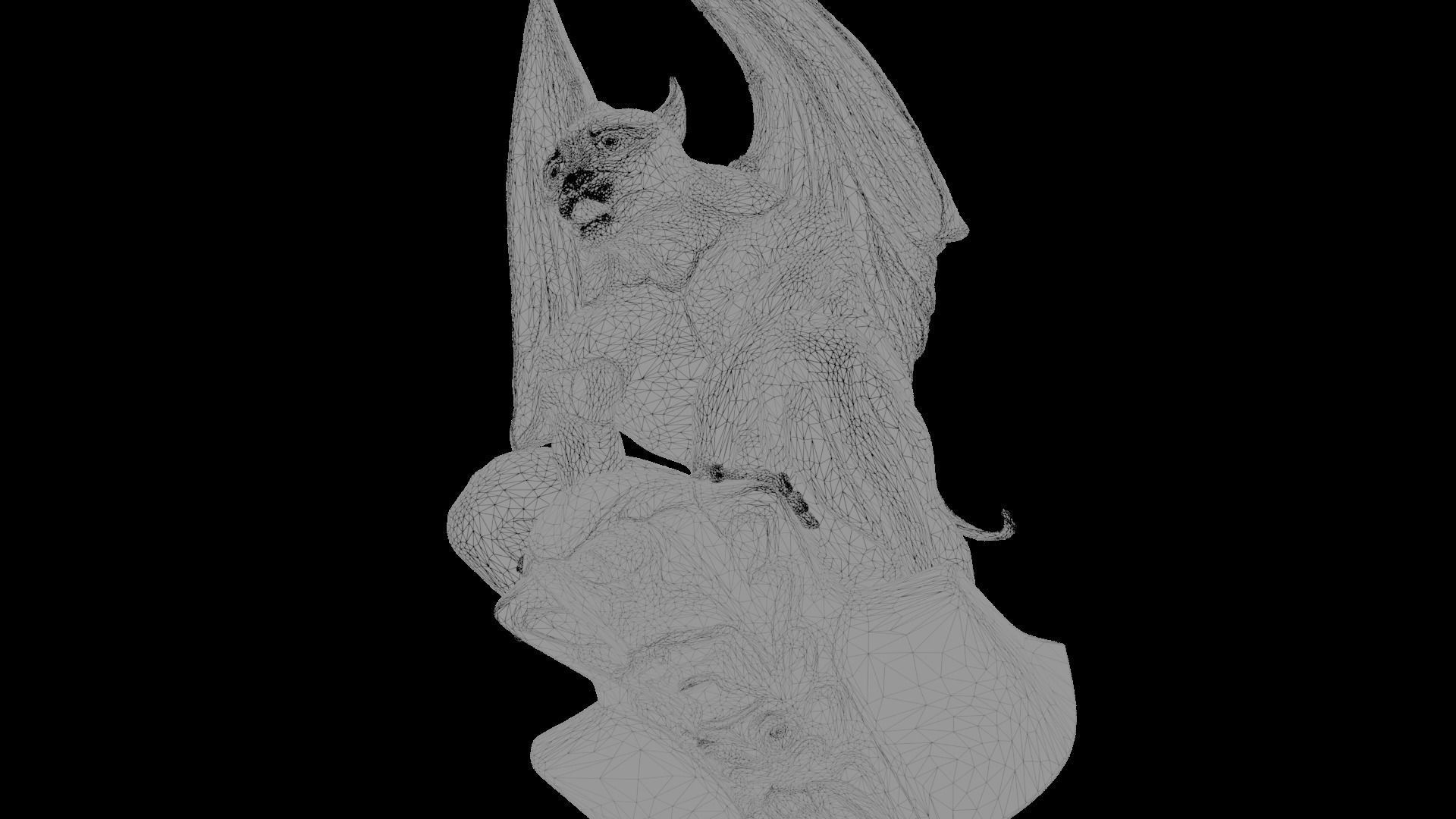 Gothic Gargoyle with Block Low-poly 3D model_18