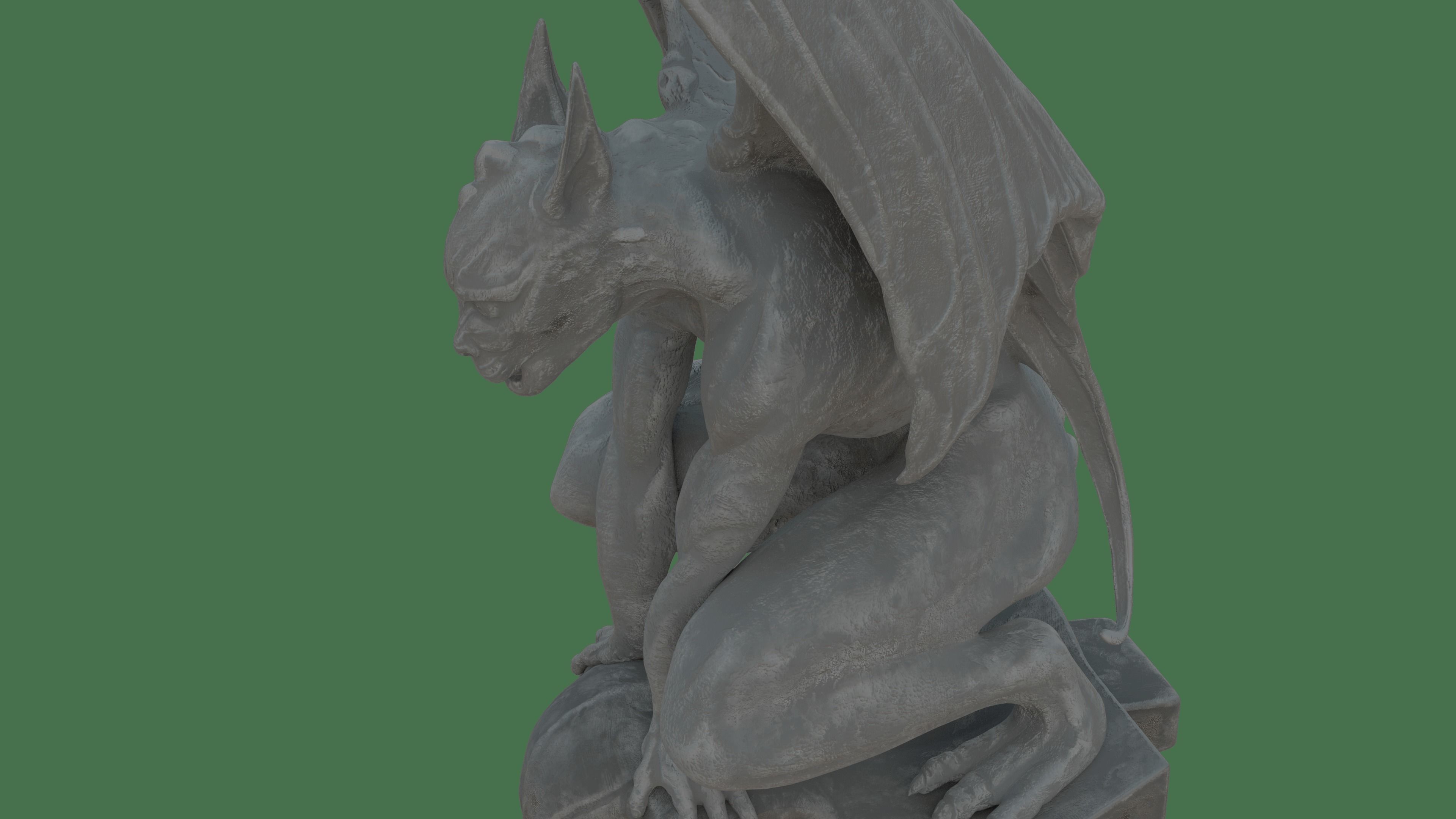 Gothic Gargoyle with Block Low-poly 3D model_3