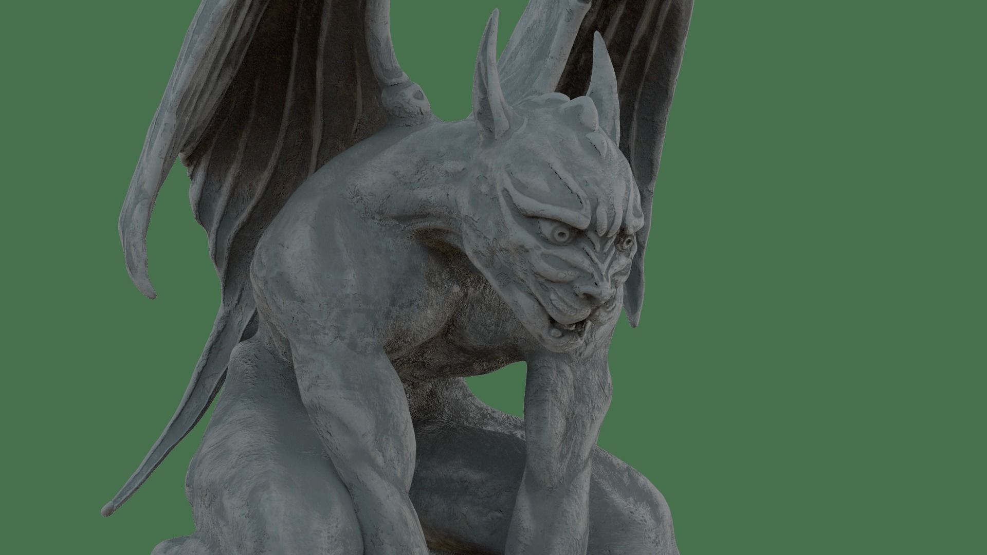 Gothic Gargoyle with Block Low-poly 3D model_10