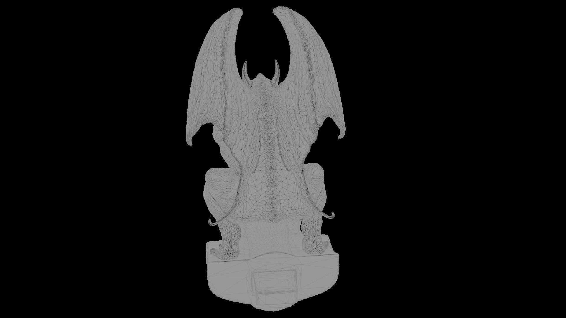 Gothic Gargoyle with Block Low-poly 3D model_19
