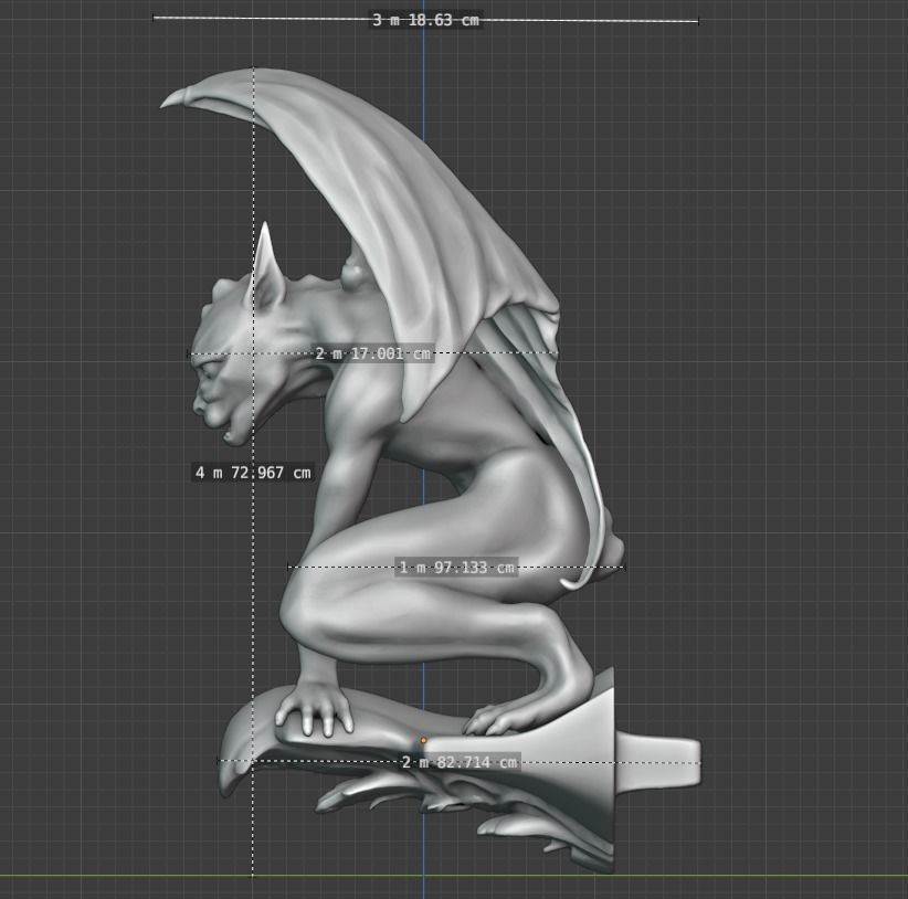 Gothic Gargoyle with Block Low-poly 3D model_23