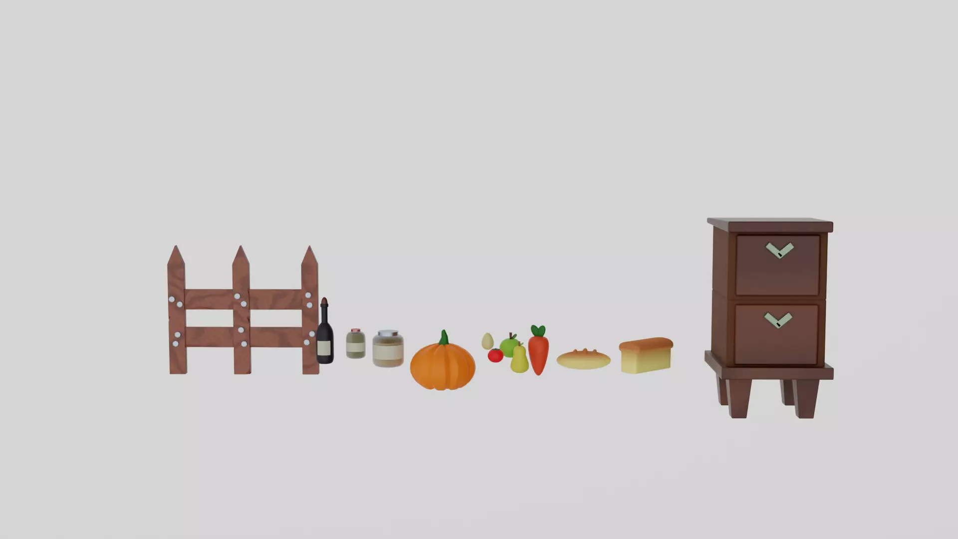 low poly farm props Free low-poly 3D model