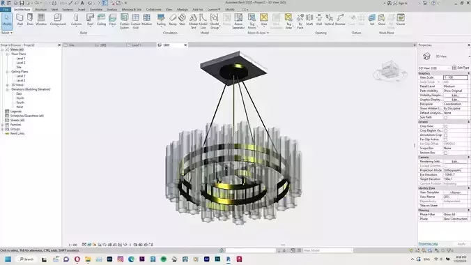 Chandelier or Classical Hanging Lamp Revit Family Interior 3D model