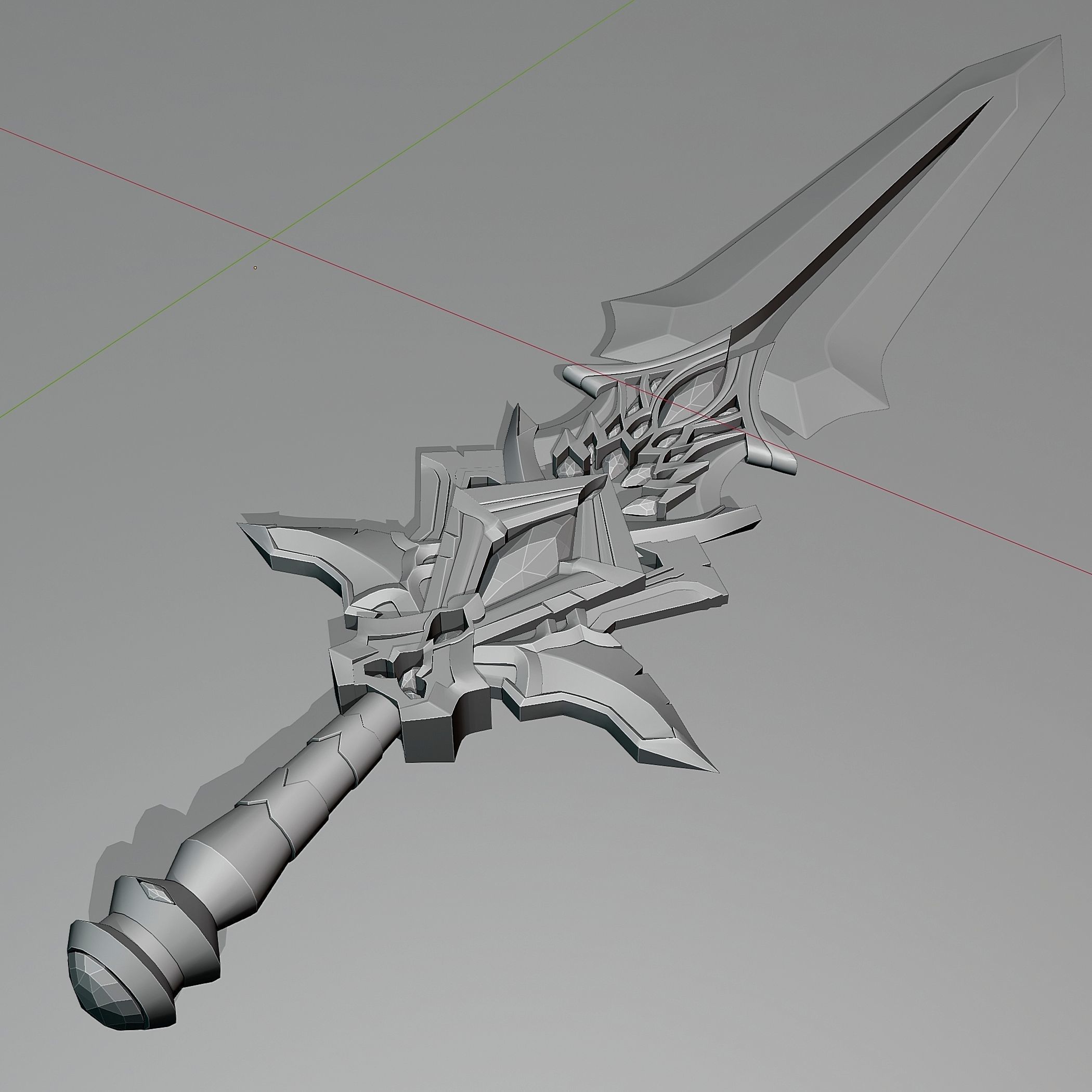 Fantasy combat short sword 3D model_5