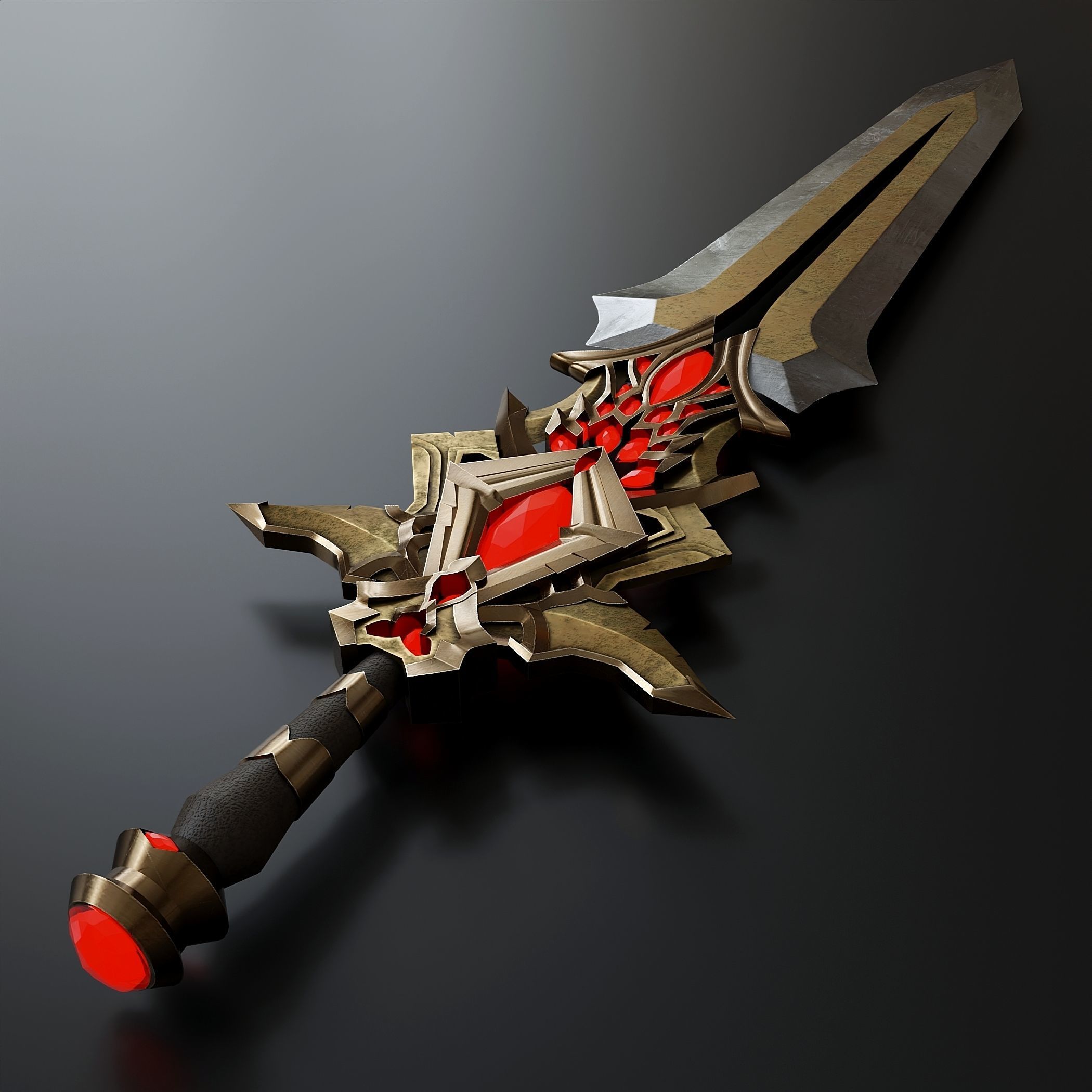Fantasy combat short sword 3D model_2