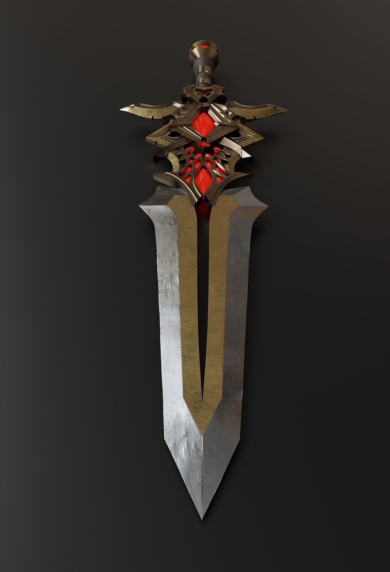 Fantasy combat short sword 3D model_3