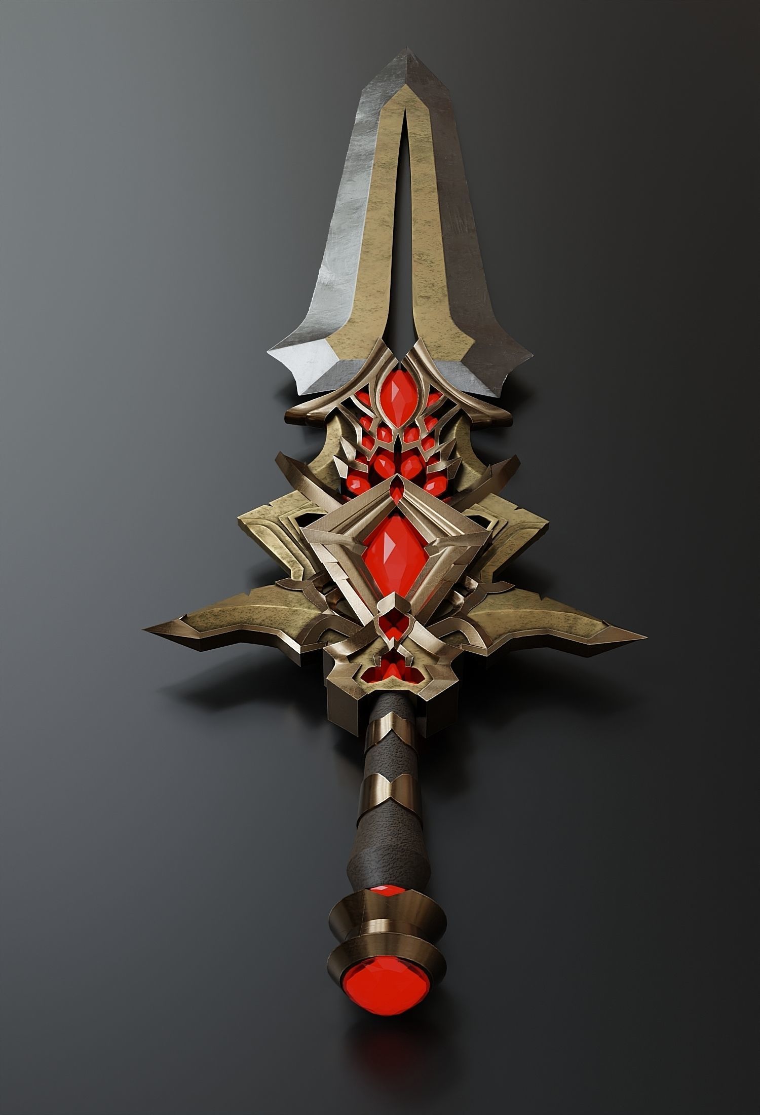 Fantasy combat short sword 3D model_4