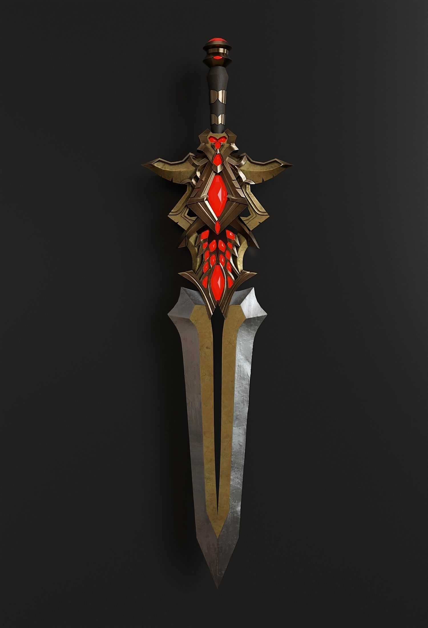Fantasy combat short sword 3D model_1