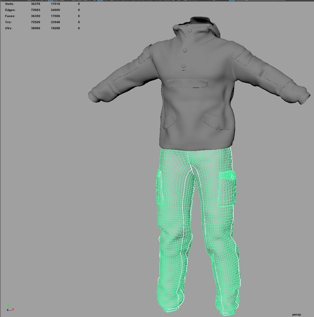 Gorka 4 BARS Male Clothing  Low-poly 3D model_18