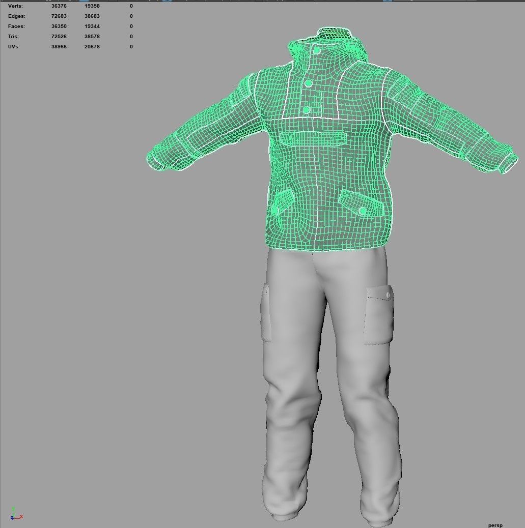 Gorka 4 BARS Male Clothing  Low-poly 3D model_19