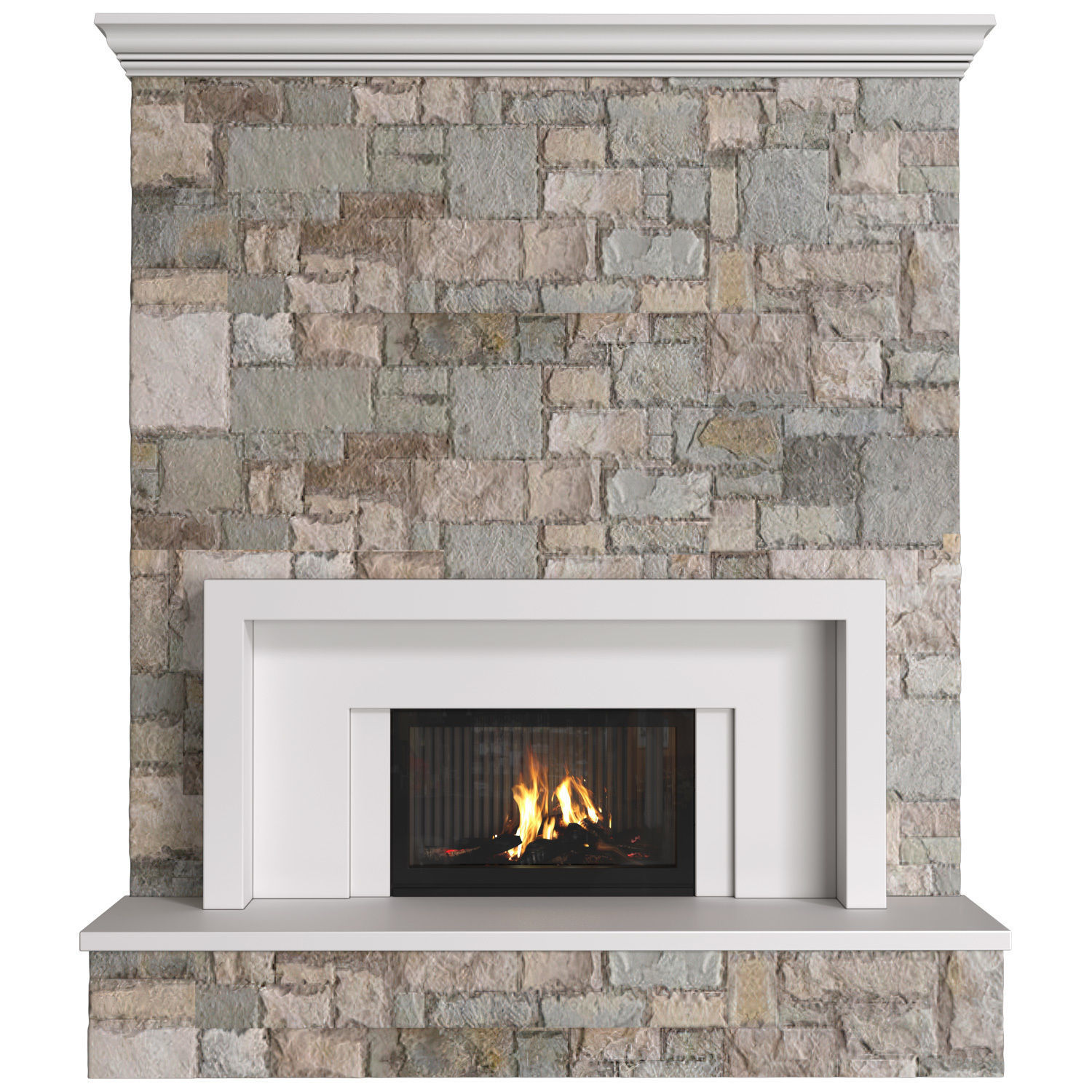 Modern Art Deco Fireplace stone  3D model_1