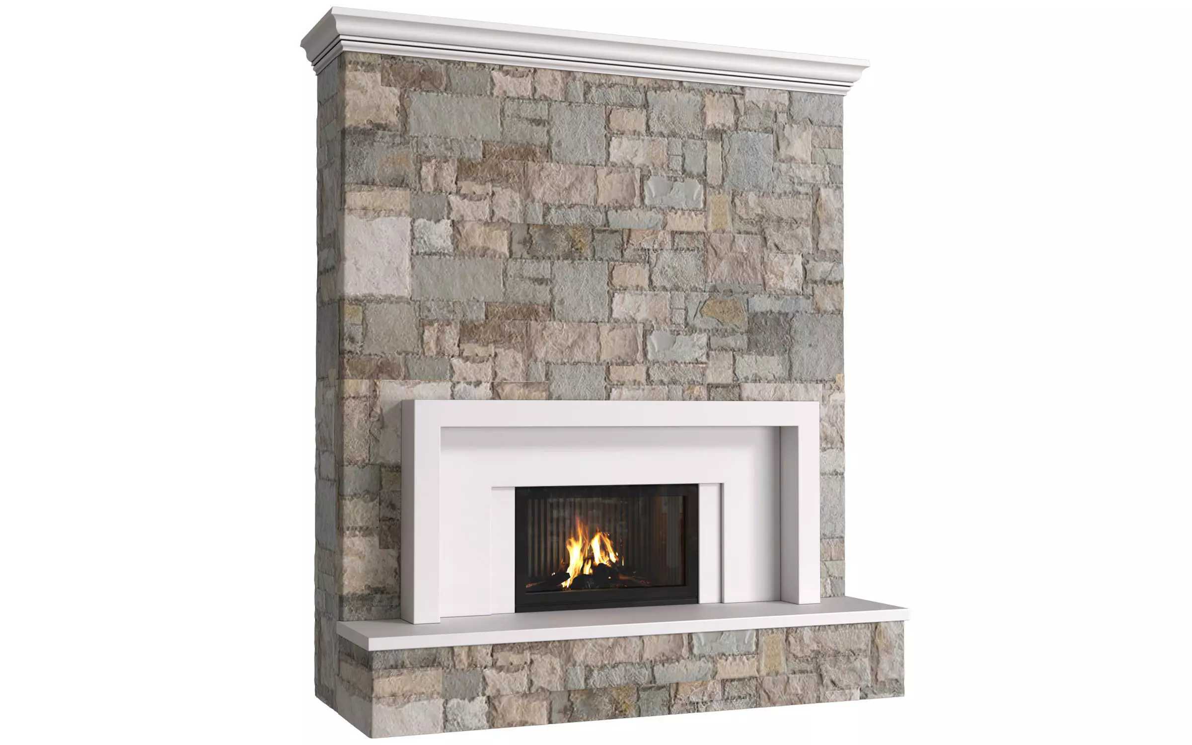 Modern Art Deco Fireplace stone  3D model_0