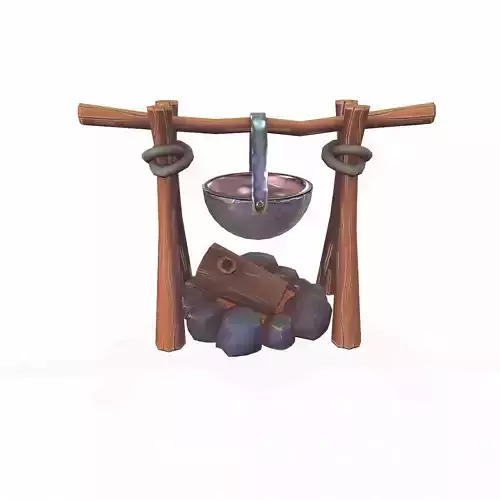 Stylized Firepit  Low-poly 3D model