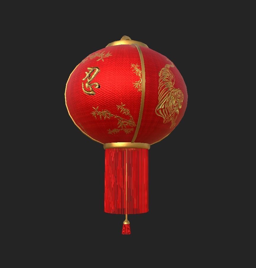 Realistic Chinese Lantern 2 Low-poly 3D model_25
