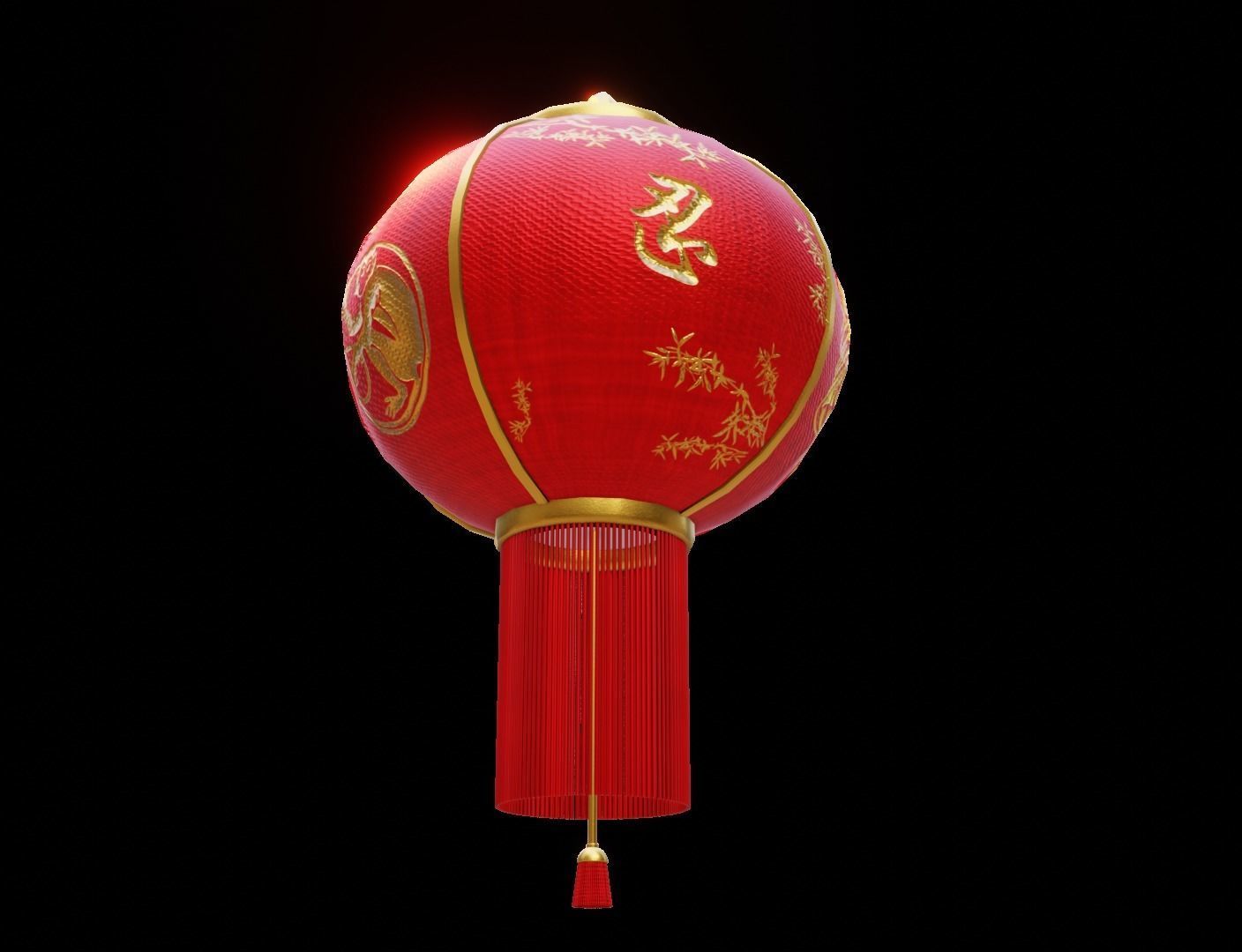 Realistic Chinese Lantern 2 Low-poly 3D model_9