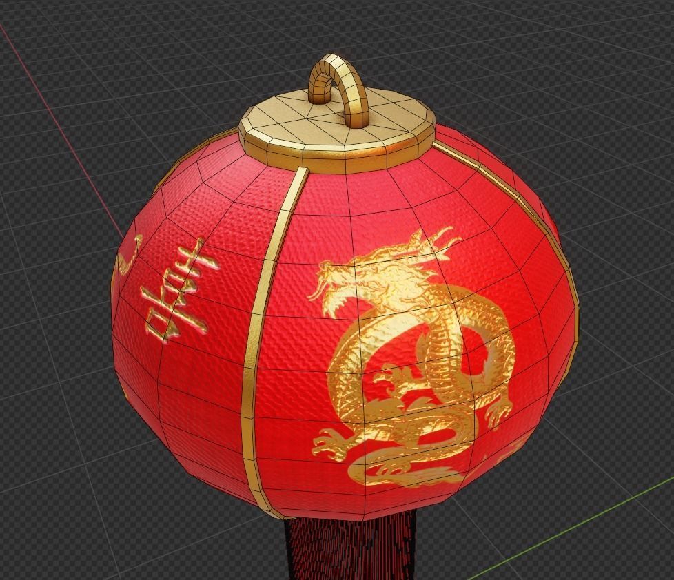 Realistic Chinese Lantern 2 Low-poly 3D model_18