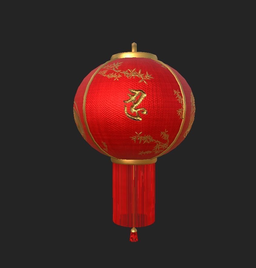 Realistic Chinese Lantern 2 Low-poly 3D model_29