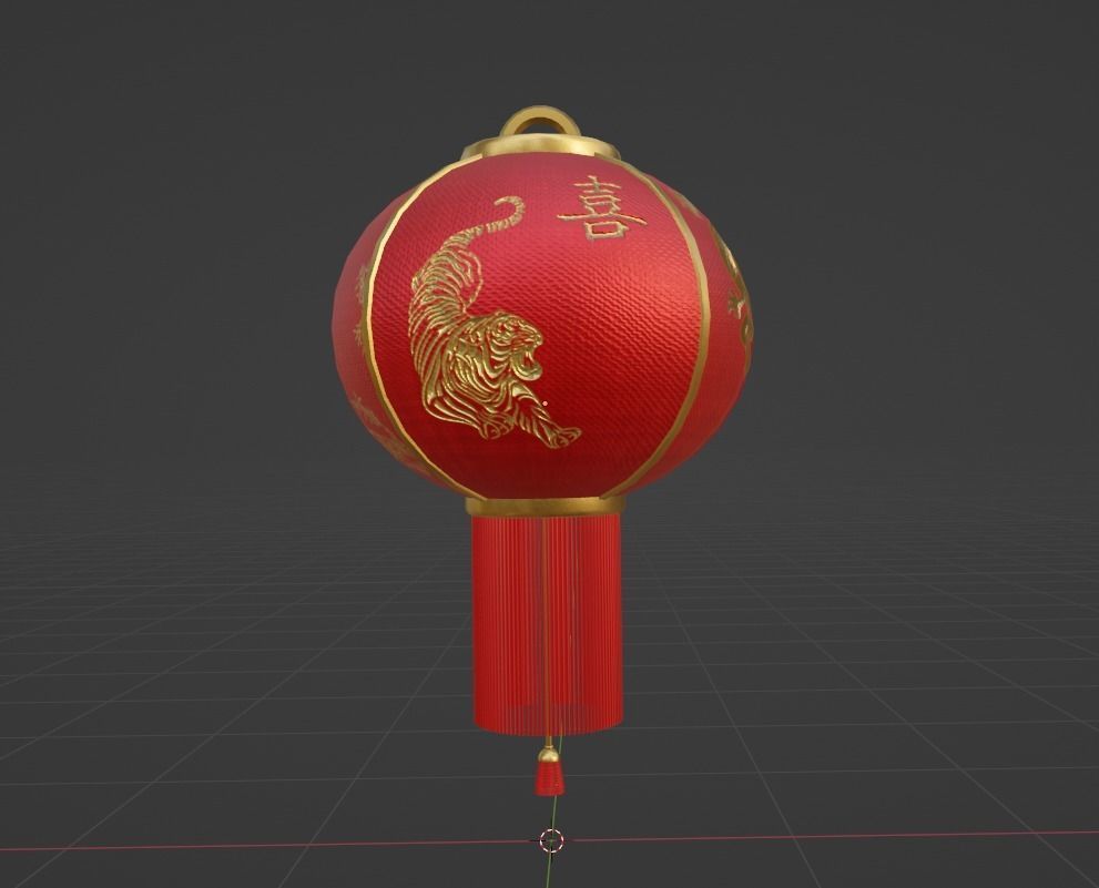 Realistic Chinese Lantern 2 Low-poly 3D model_11