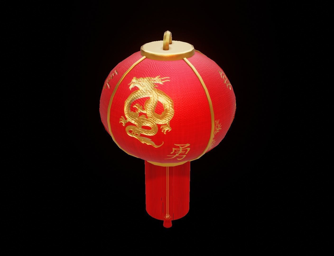 Realistic Chinese Lantern 2 Low-poly 3D model_4