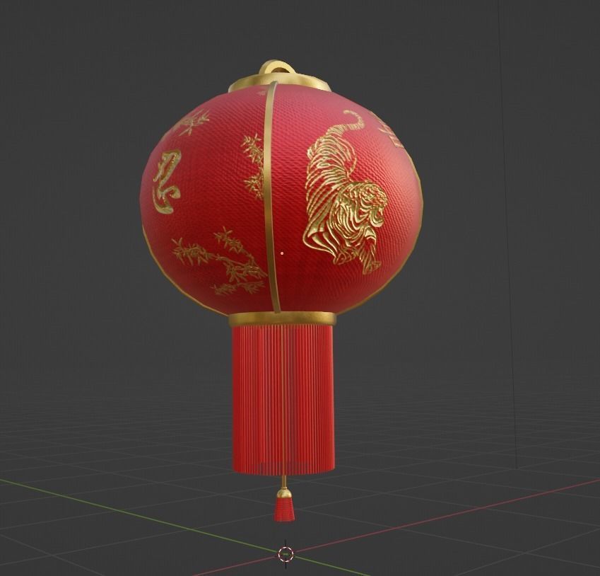 Realistic Chinese Lantern 2 Low-poly 3D model_14