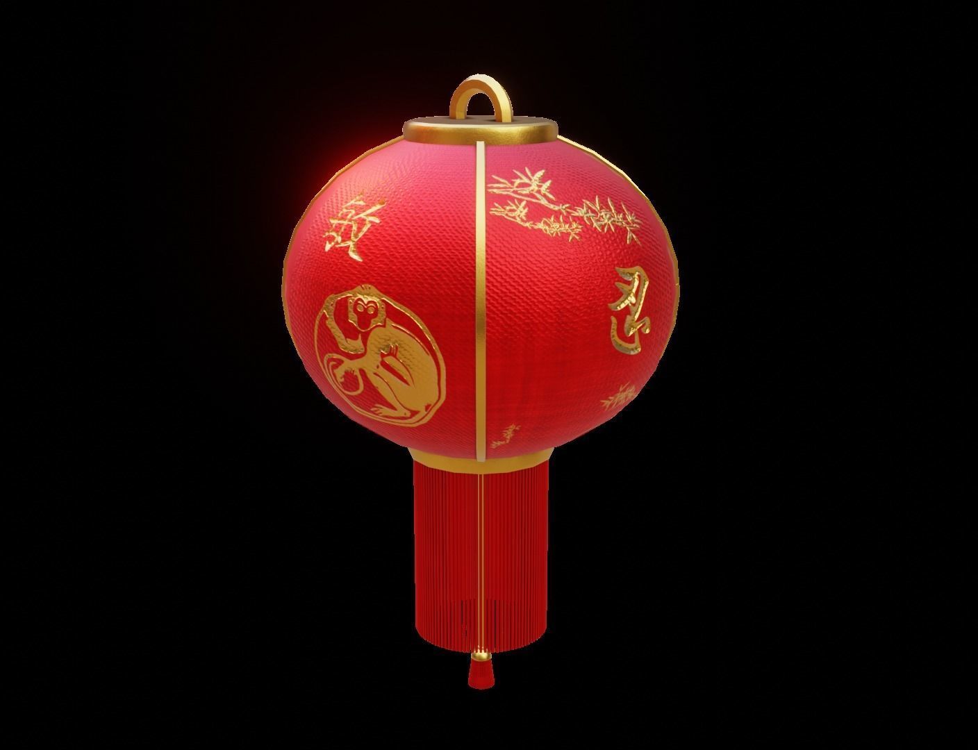 Realistic Chinese Lantern 2 Low-poly 3D model_6