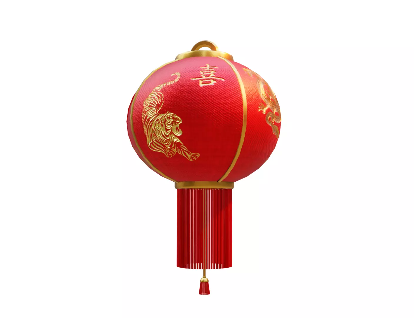 Realistic Chinese Lantern 2 Low-poly 3D model_0
