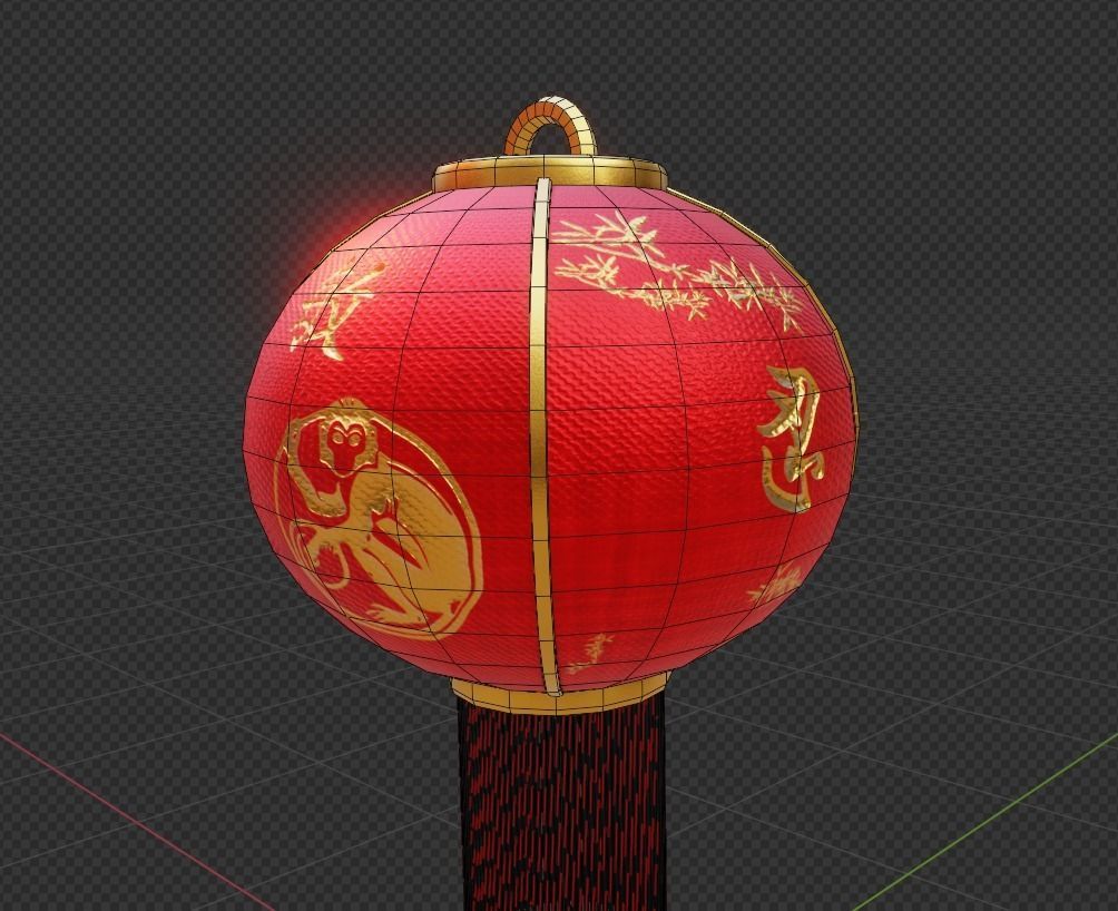 Realistic Chinese Lantern 2 Low-poly 3D model_15