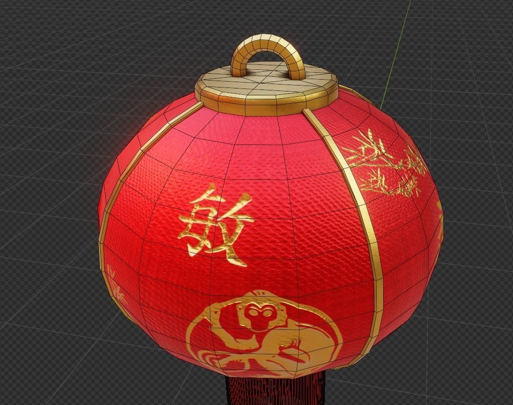 Realistic Chinese Lantern 2 Low-poly 3D model_17