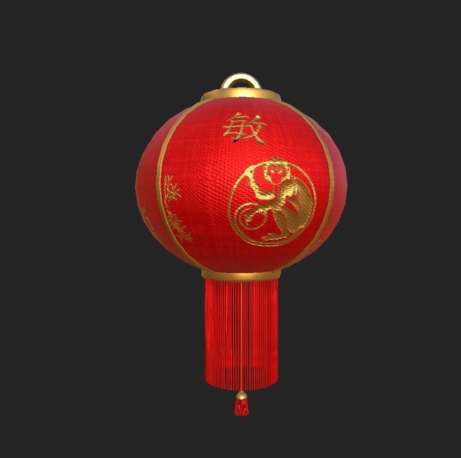 Realistic Chinese Lantern 2 Low-poly 3D model_30