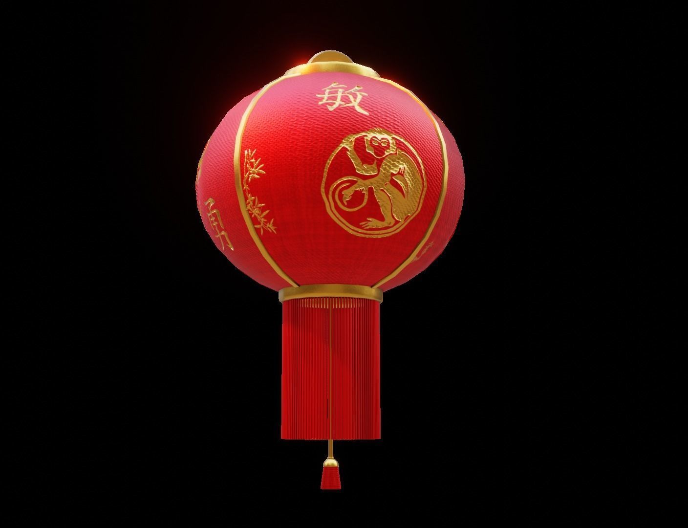Realistic Chinese Lantern 2 Low-poly 3D model_7