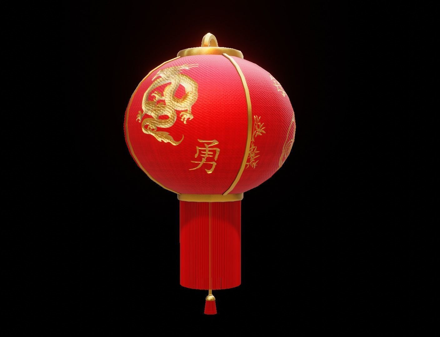 Realistic Chinese Lantern 2 Low-poly 3D model_10