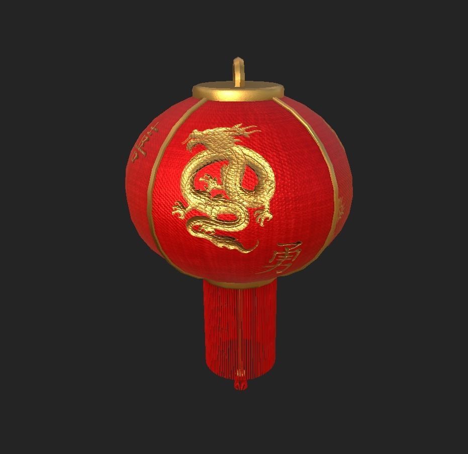 Realistic Chinese Lantern 2 Low-poly 3D model_28