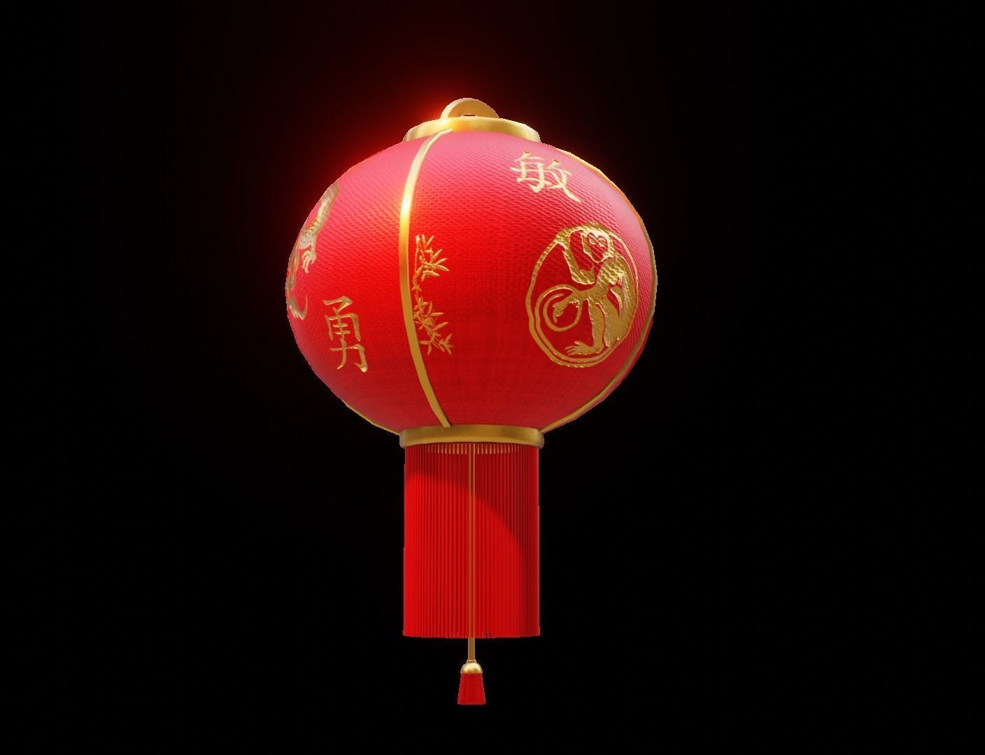 Realistic Chinese Lantern 2 Low-poly 3D model_2