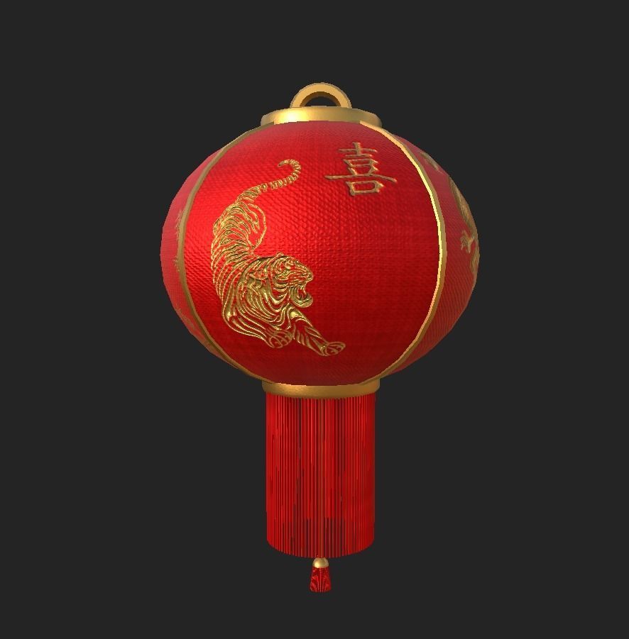 Realistic Chinese Lantern 2 Low-poly 3D model_23