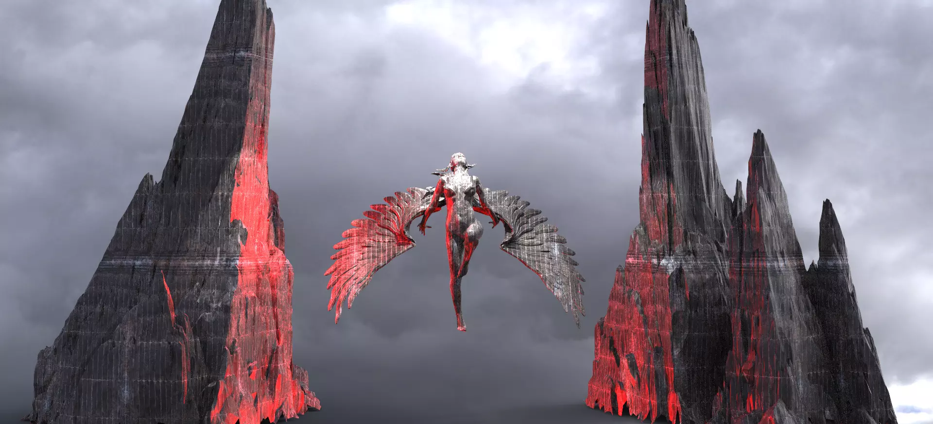 Spiral Mountain Sharp rocks With Angel 3D model_0