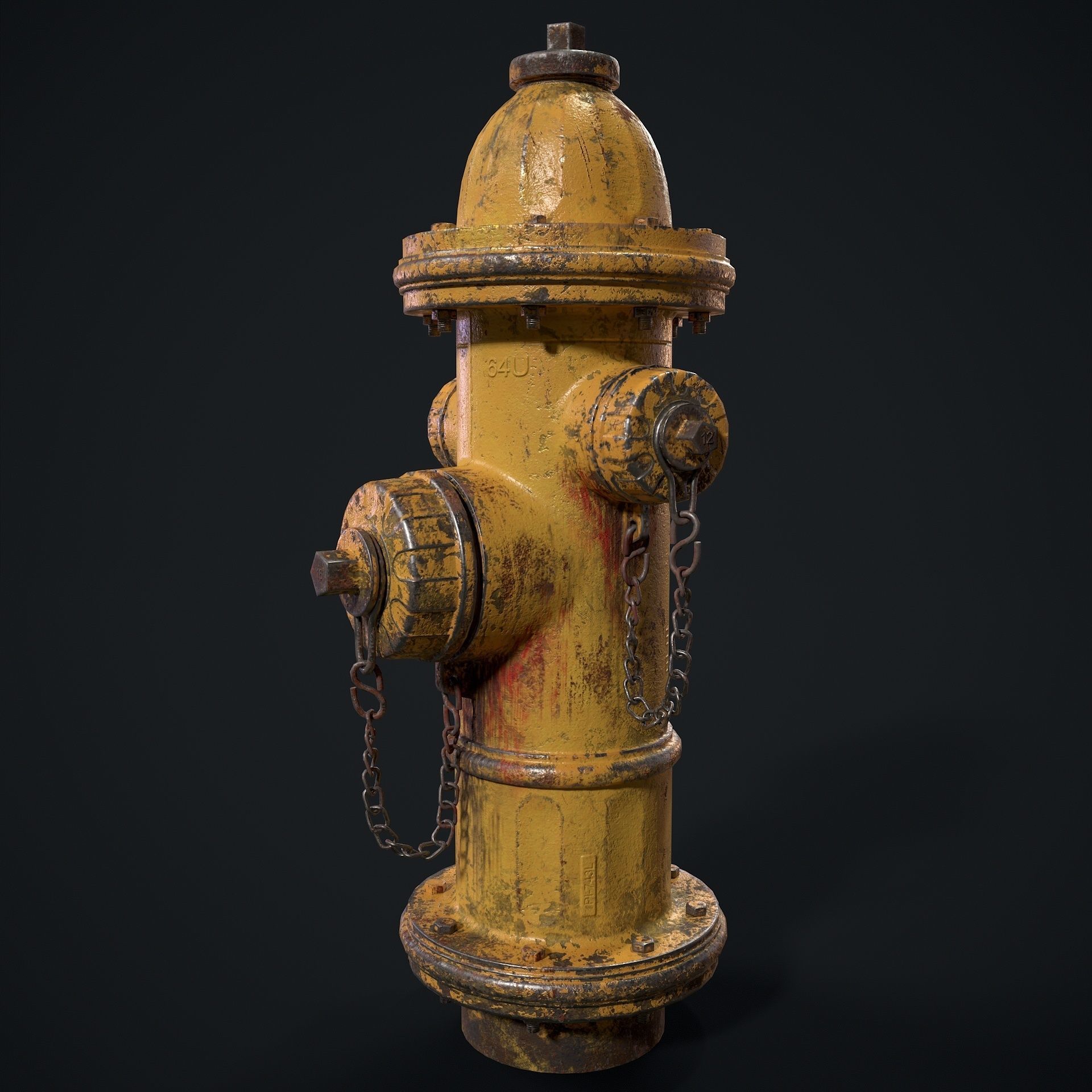 Fire Hydrant Low-poly 3D model_4