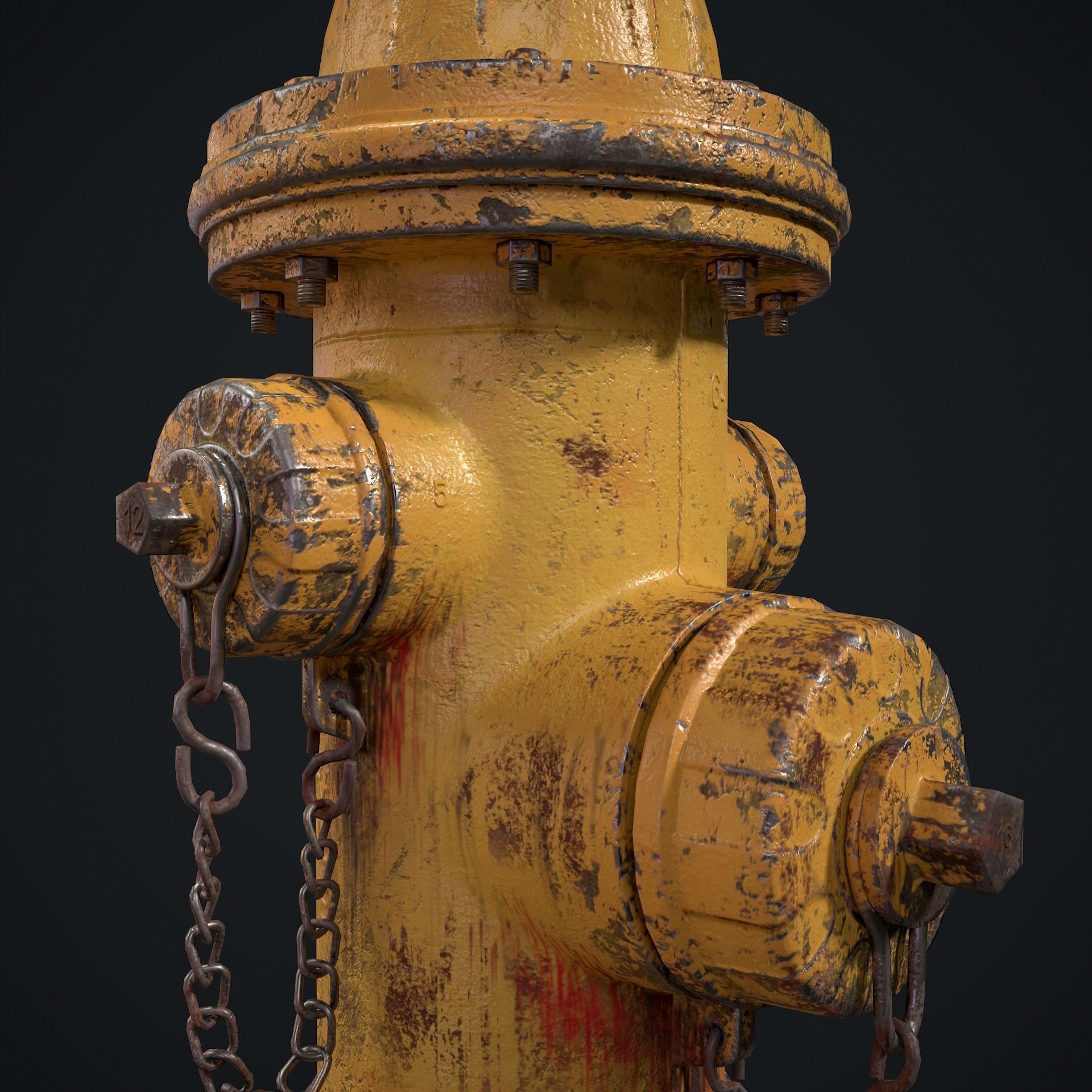 Fire Hydrant Low-poly 3D model_16