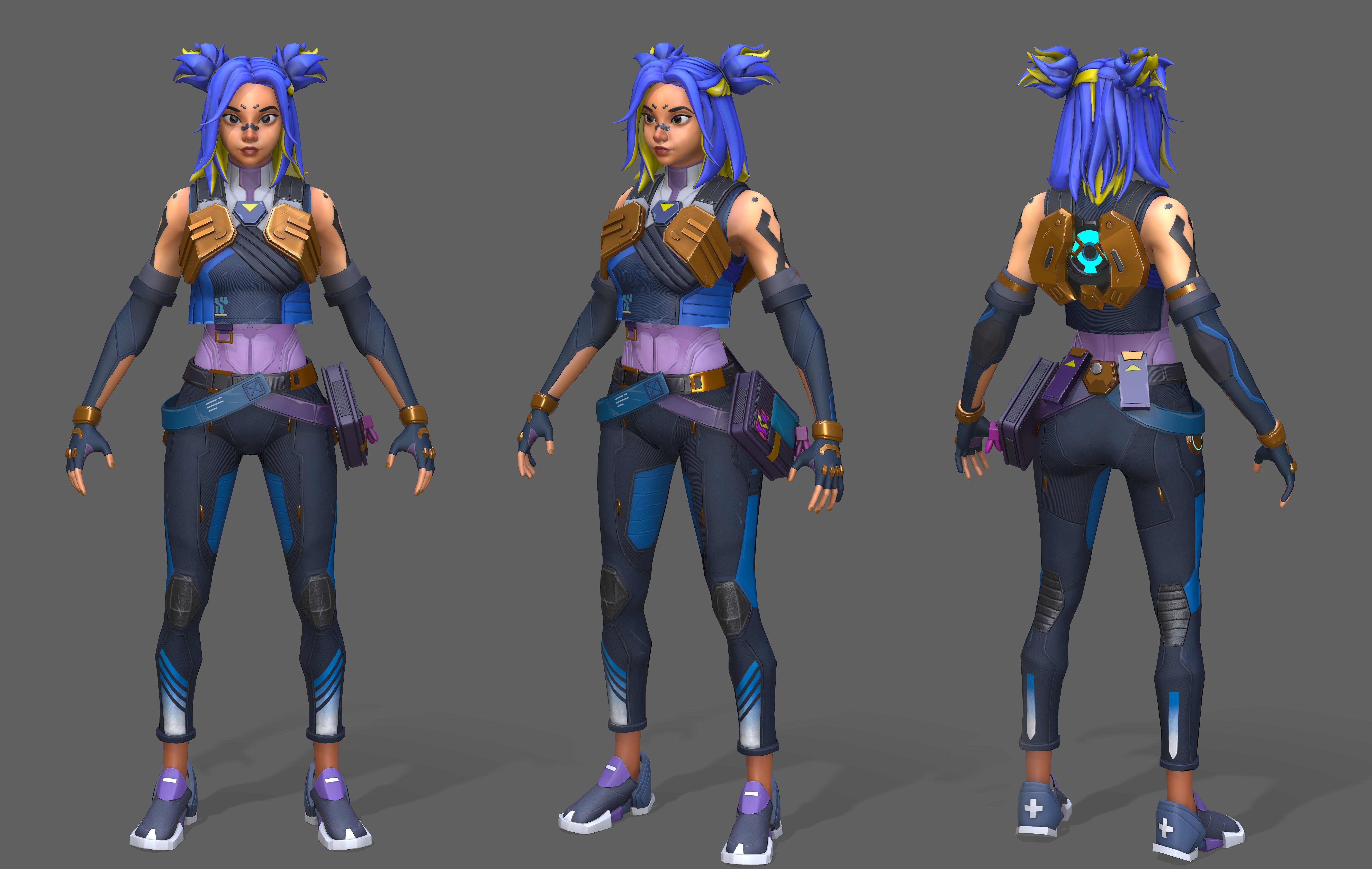 Neon from Valorant in pose Low-poly 3D model_3