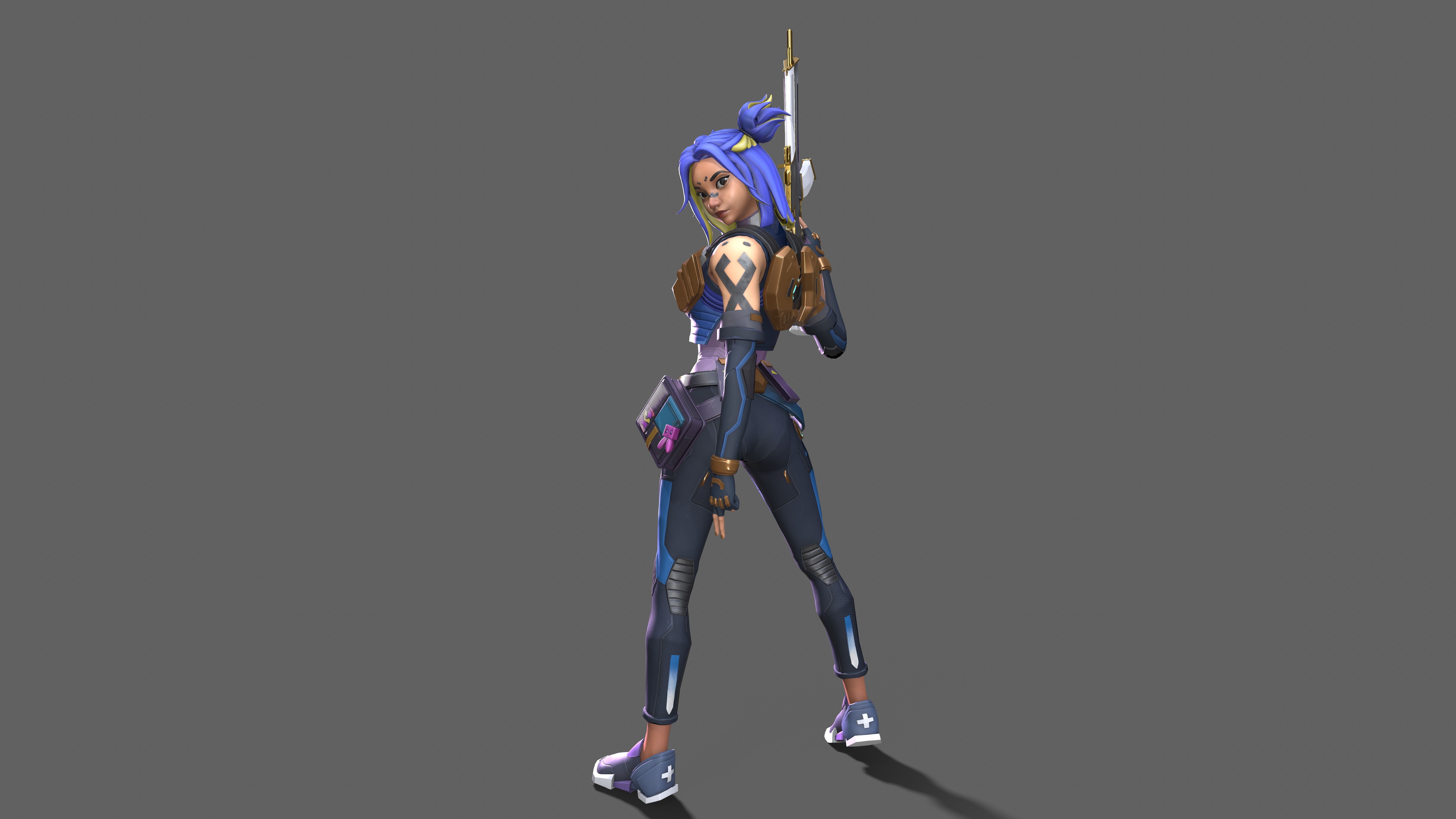 Neon from Valorant in pose Low-poly 3D model_2