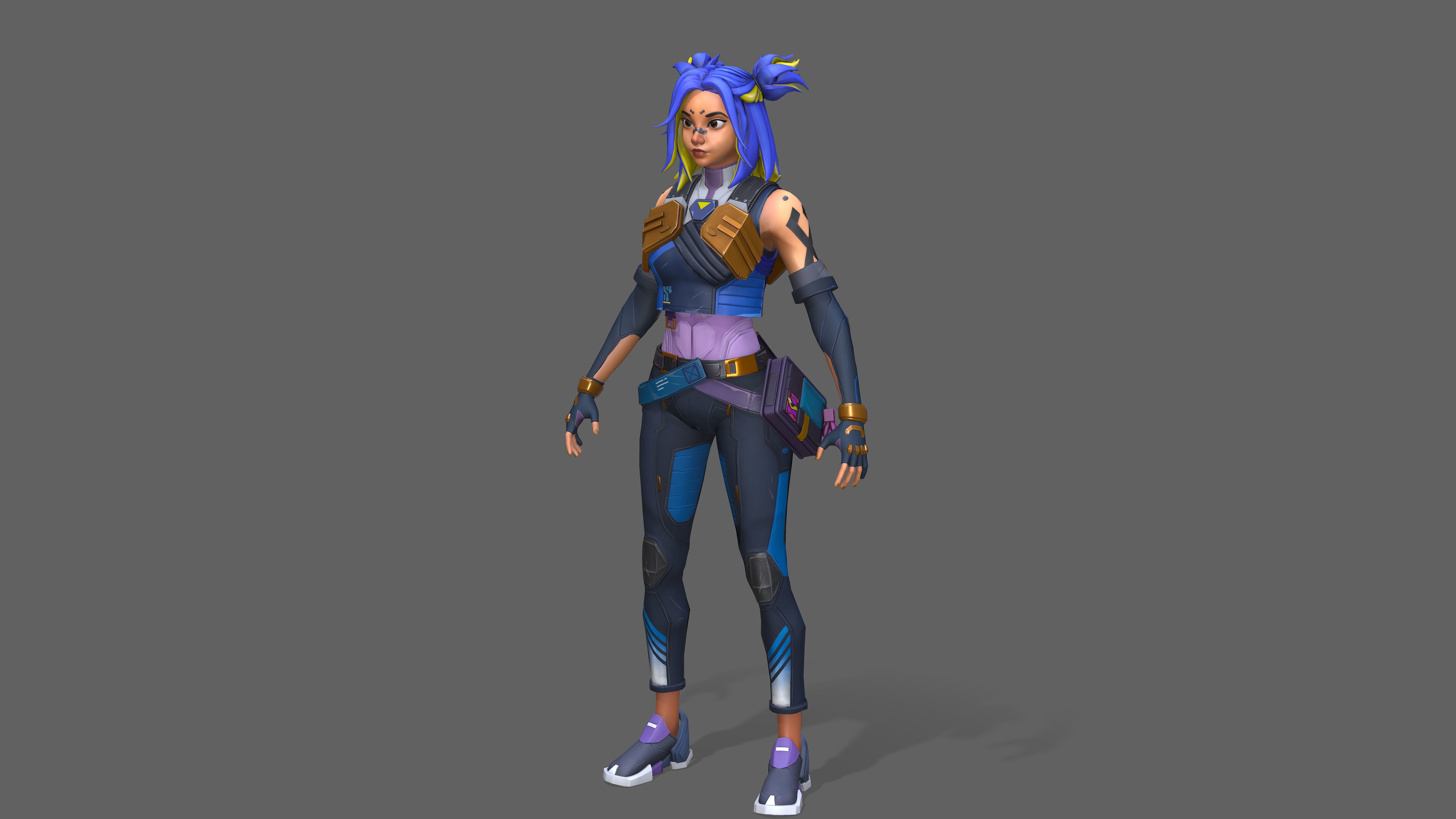 Neon from Valorant in pose Low-poly 3D model_8