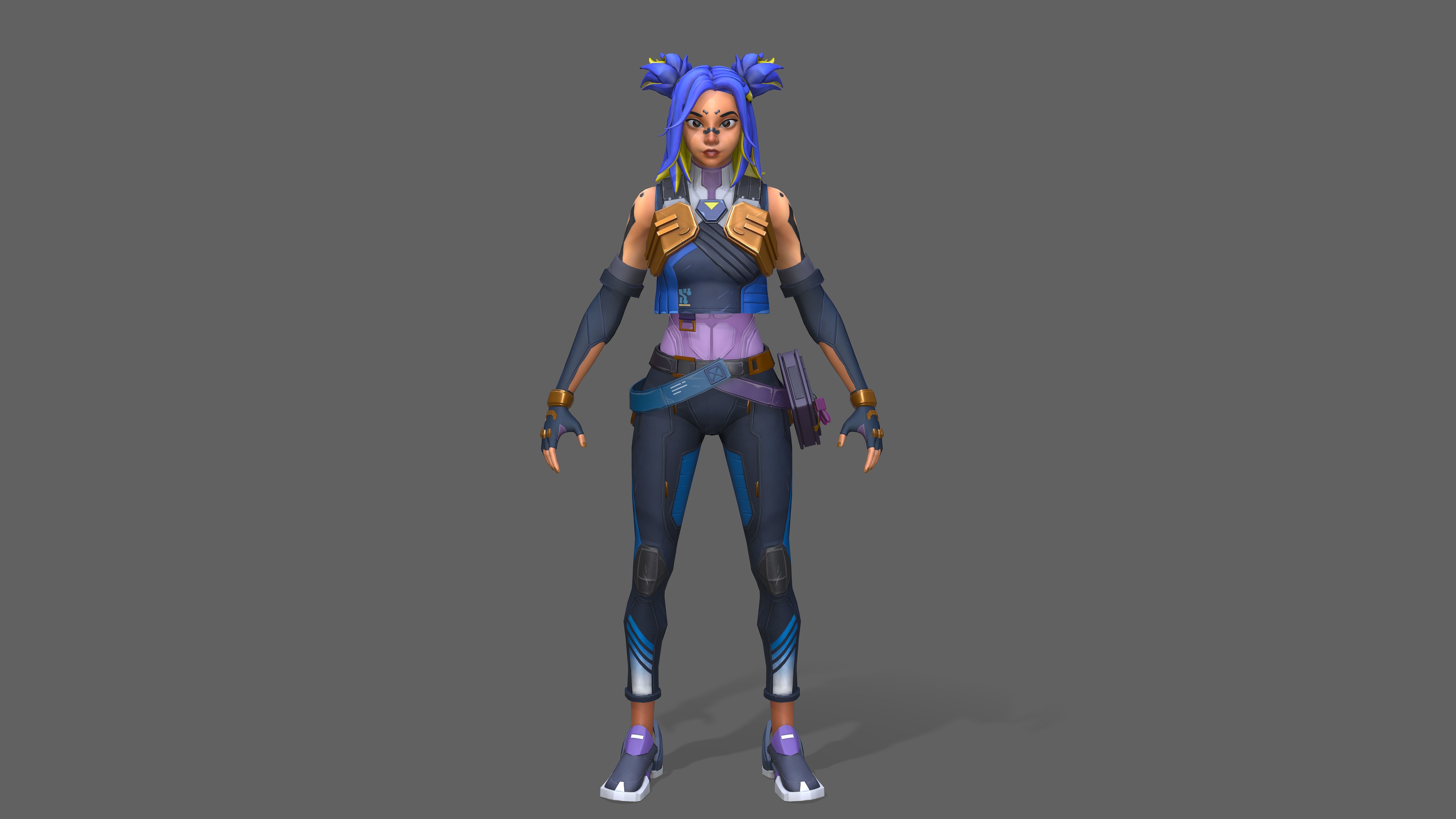 Neon from Valorant in pose Low-poly 3D model_7