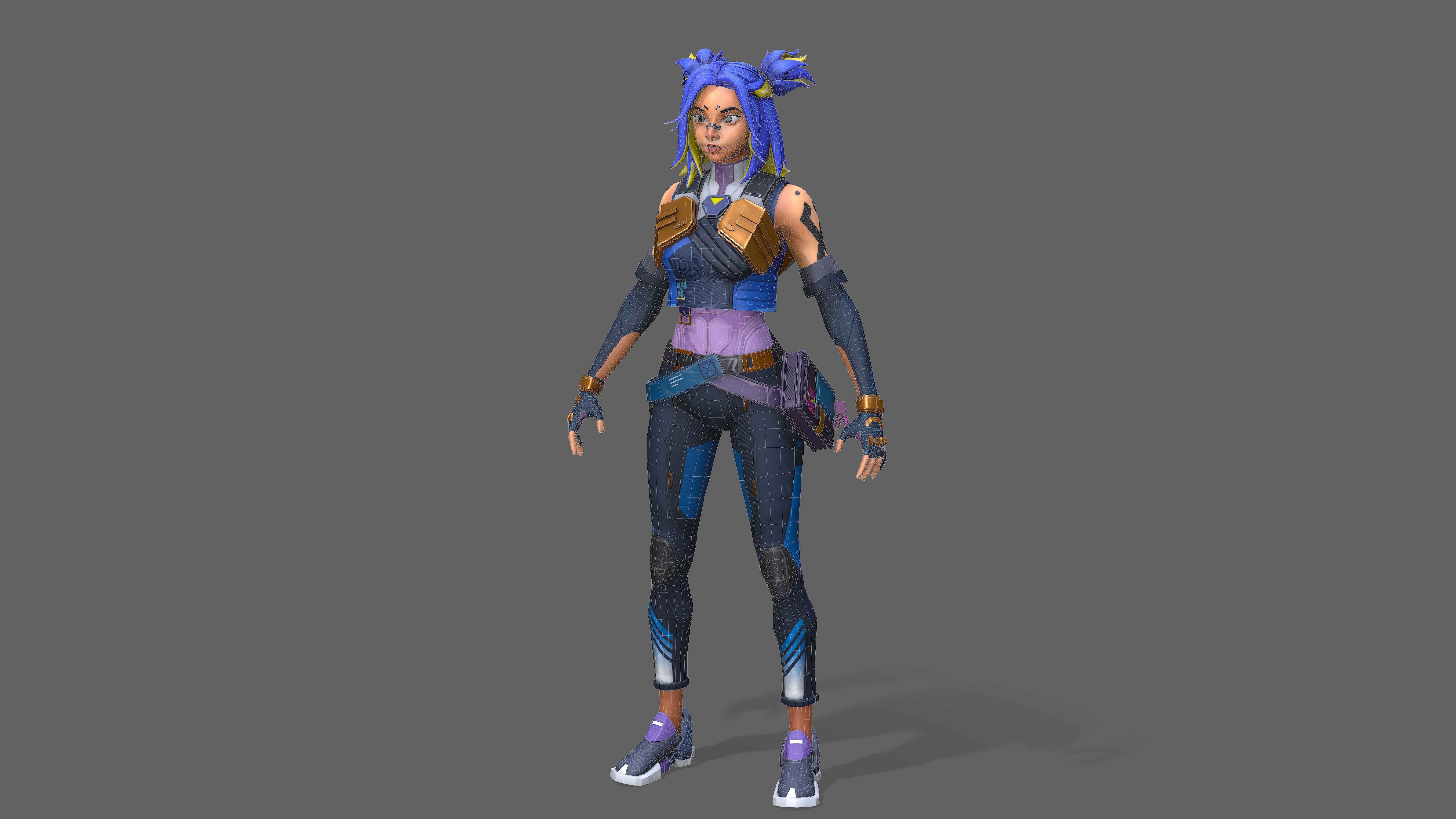 Neon from Valorant in pose Low-poly 3D model_10