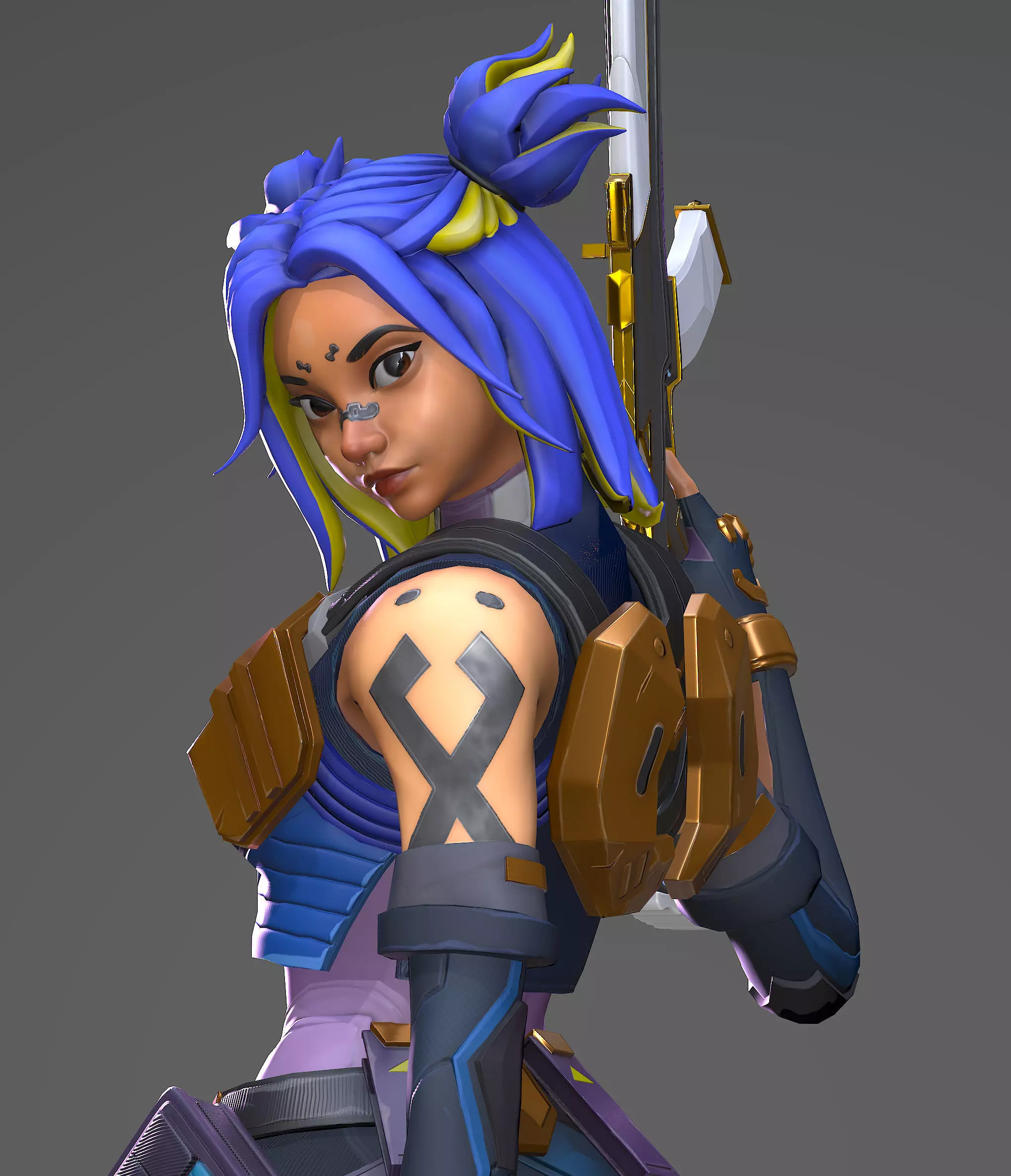 Neon from Valorant in pose Low-poly 3D model_0