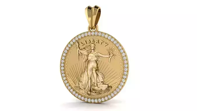 10 US Dollar Liberty Coin Diamond Pendant  3D print model