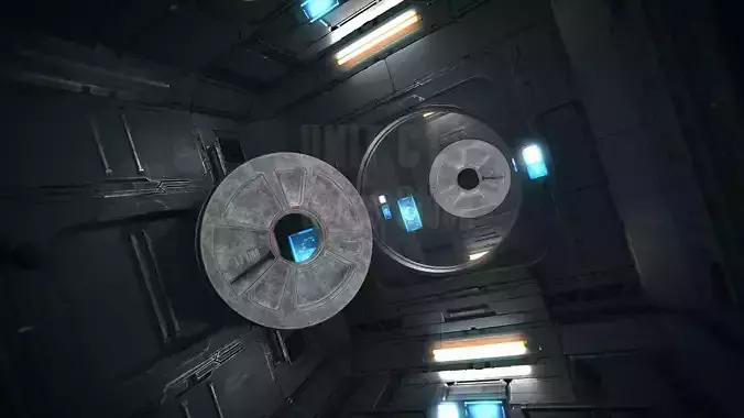 Spaceship Interior 03 Cross Unit PBR 3D model