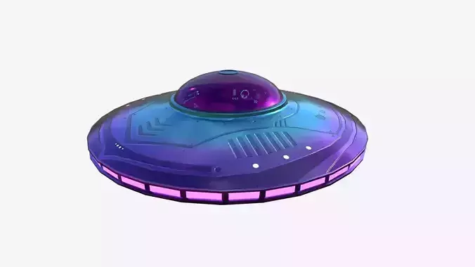 Alien Spaceship UFO B04 Purple Blue - Sci Fi Spacecraft Design Low-poly 3D model